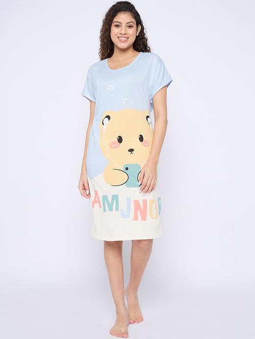 women printed round neck short sleeves sleepshirt - 21765142 - Very Small Image - 1