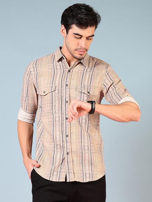 men striped long sleeve regular fit casual shirt - 21765904 - Very Small Image - 1