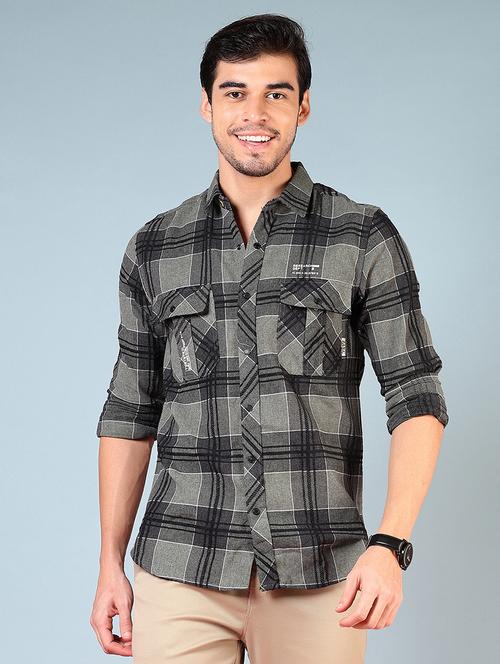 men checkered long sleeve regular fit casual shirt - 21765915 - Very Small Image - 1