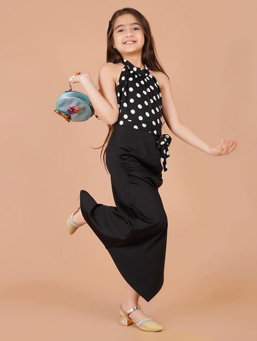 girls black polka dot halter neck bodycon dress - 21766665 - Very Small Image - 1