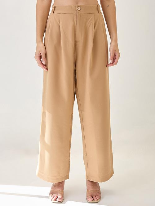 women solid high rise korean pants - 21767510 - Very Small Image - 1