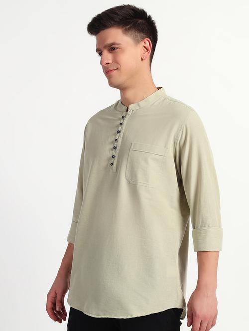 men solid mandarin neck short kurta - 21768025 - Very Small Image - 1