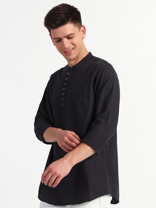 men solid mandarin neck short kurta - 21768027 - Very Small Image - 1