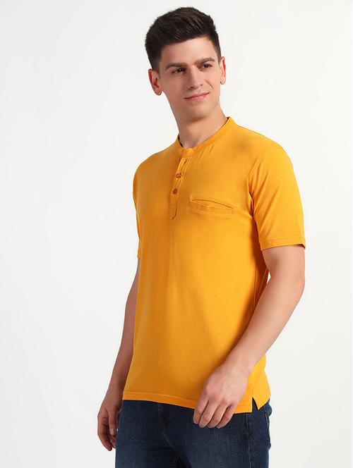 men solid mandarin neck regular fit t-shirt - 21768124 - Very Small Image - 1