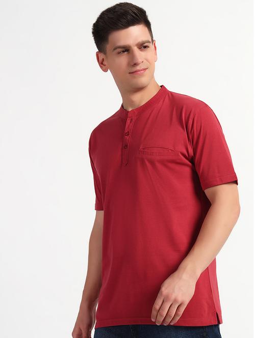 men solid mandarin neck regular fit t-shirt - 21768125 - Very Small Image - 1