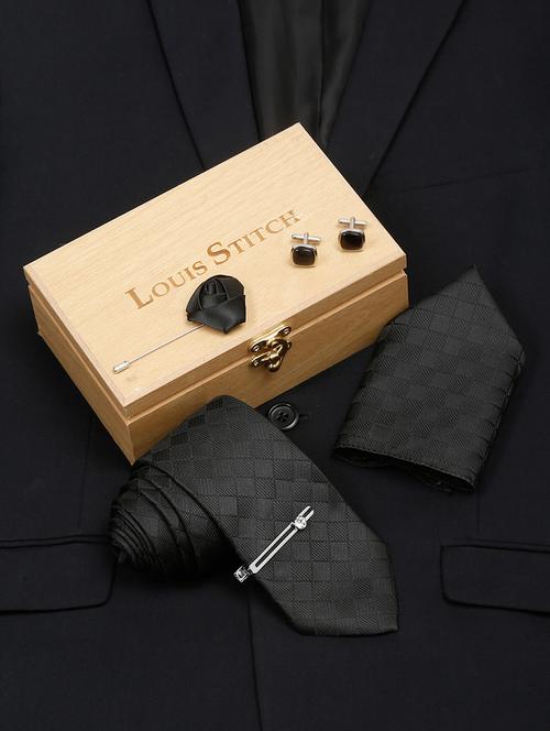 men silk cufflink & tie pin set - 21768172 - Very Small Image - 1