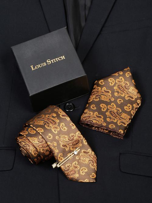 men silk cufflink & tie pin set - 21768204 - Very Small Image - 1