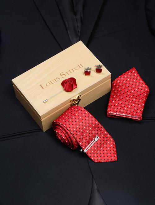 men silk cufflink & tie pin set - 21768299 - Very Small Image - 1