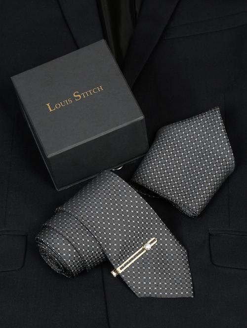 men silk cufflink & tie pin set - 21768306 - Very Small Image - 1