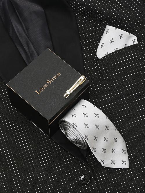 men silk cufflink & tie pin set - 21768345 - Very Small Image - 1