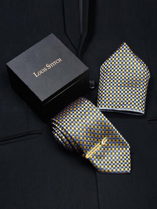 men silk cufflink & tie pin set - 21768408 - Very Small Image - 1