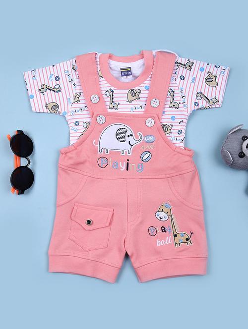 boys printed t-shirt & dungaree casual wear set - 21785195 - Very Small Image - 1