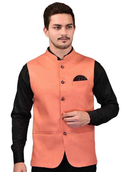 men solid mandarin neck sleeveless nehru jacket - 21785301 - Very Small Image - 1