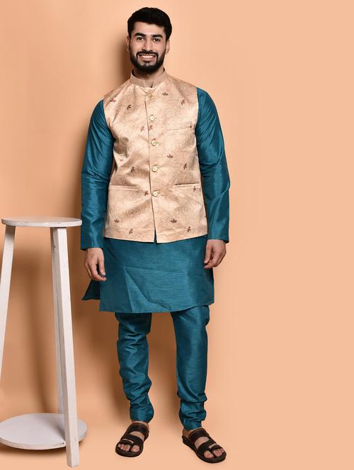 men printed kurta pyjama with jacket - 21786075 - Very Small Image - 1