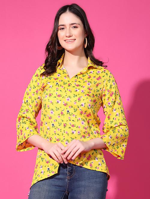 women printed collared asymmetric tunic - 21787005 - Very Small Image - 1