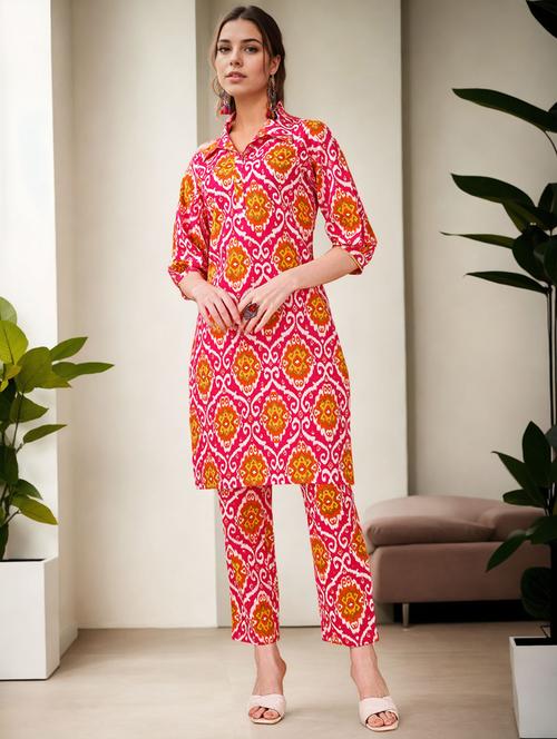 women three quarter sleeve kurta pant set - 21790024 - Very Small Image - 1