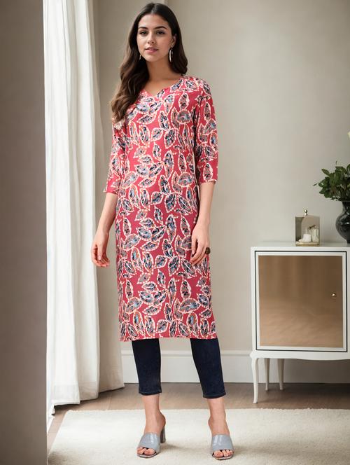 women three quarter sleeve straight kurta - 21790088 - Very Small Image - 1