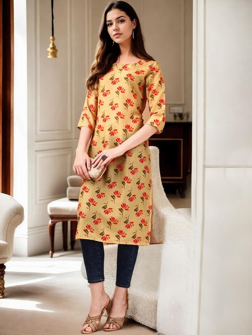 women three quarter sleeve straight kurta - 21790094 - Very Small Image - 1