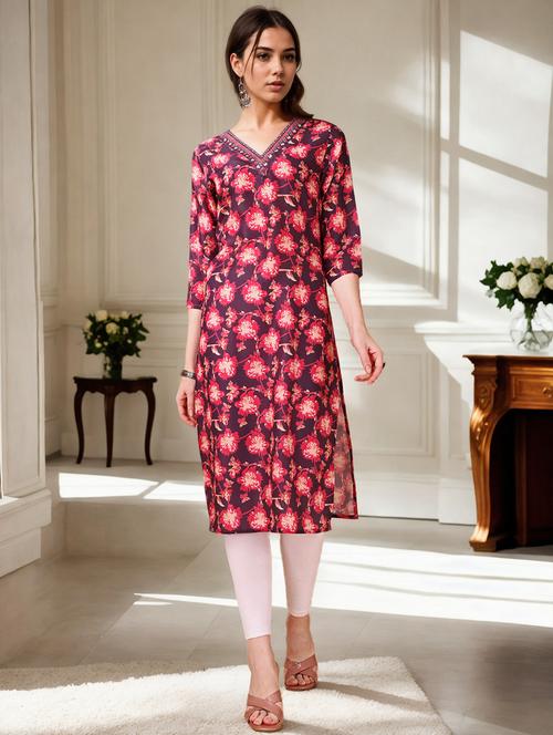 women three quarter sleeve straight kurta - 21790101 - Very Small Image - 1