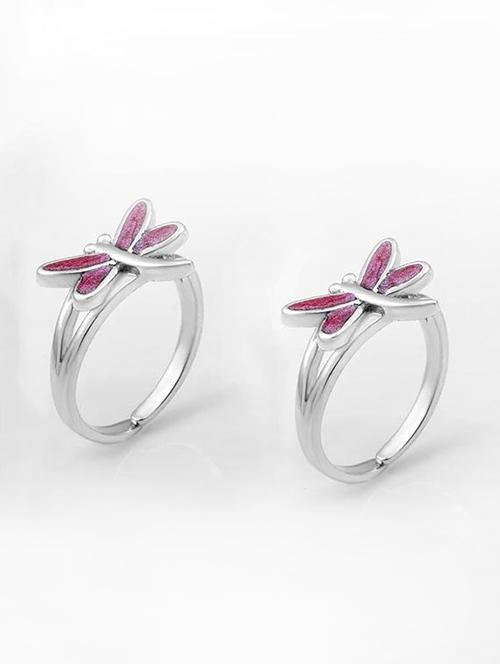 women silver pleated toe rings - 21790923 - Very Small Image - 1