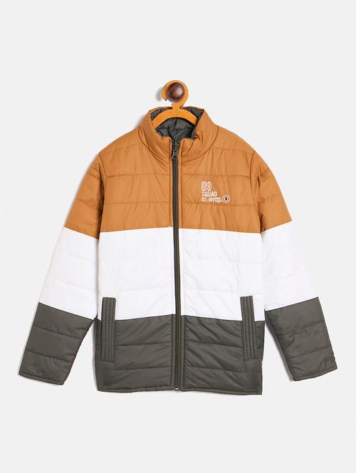 boys color blocked stand collar jacket - 21791042 - Very Small Image - 1