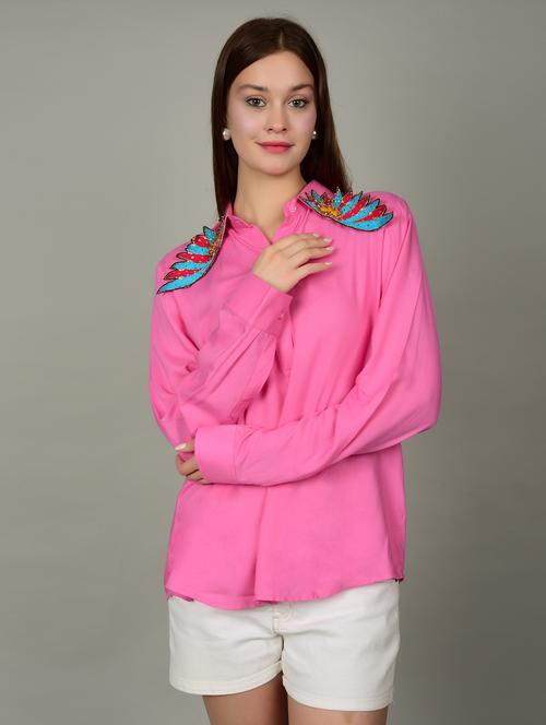women embroidered collared long sleeves shirt - 21791419 - Very Small Image - 1