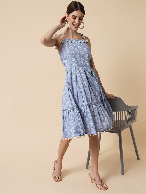 women floral shoulder strap tiered dress - 21793225 - Very Small Image - 1