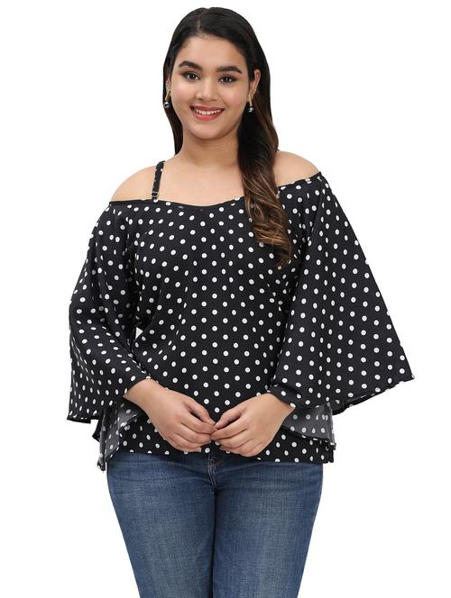 women plus size polka doted flared sleeves top - 21793230 - Very Small Image - 1