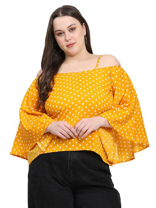 women plus size polka doted flared sleeves top - 21793233 - Very Small Image - 1