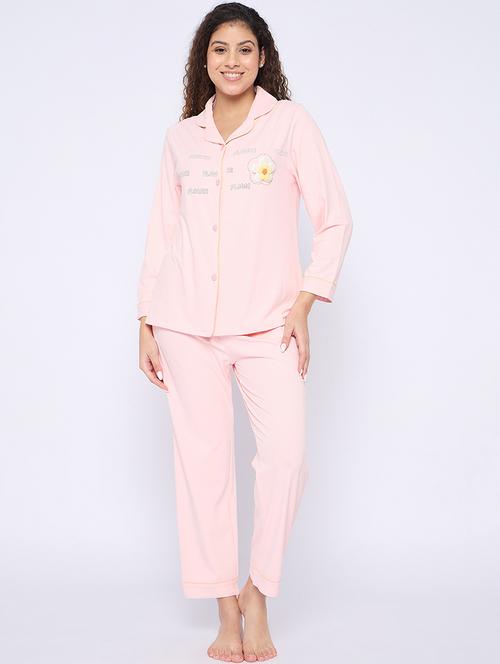 women printed long sleeves nightwear pyjama set - 21793988 - Very Small Image - 1