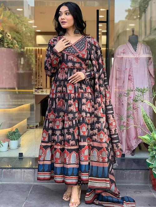 women printed long sleeve kurta pant with dupatta set - 21794468 - Very Small Image - 1