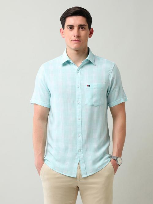 men checkered short sleeve slim fit casual shirt - 21794548 - Very Small Image - 1