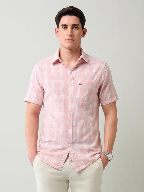 men checkered short sleeve slim fit casual shirt - 21794549 - Very Small Image - 1