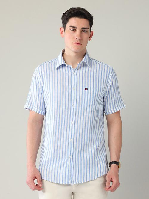 men striped short sleeve slim fit casual shirt - 21794550 - Very Small Image - 1