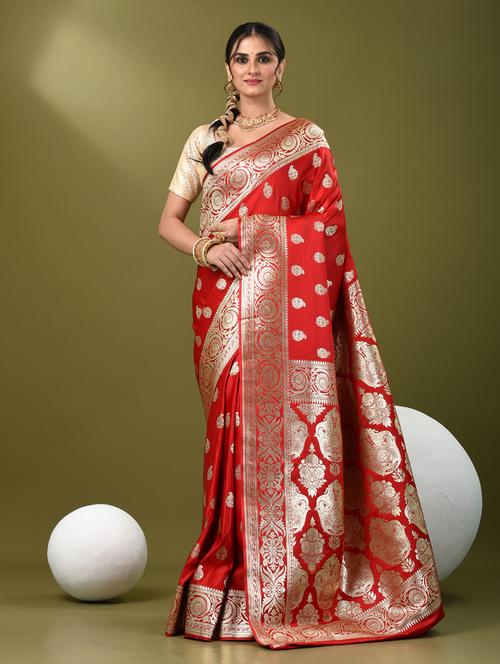 women self design banarasi saree with blouse - 21839724 - Very Small Image - 1