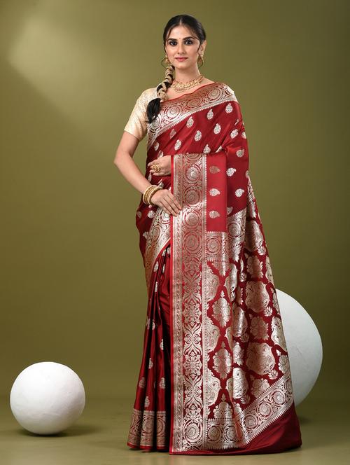 women self design banarasi saree with blouse - 21839725 - Very Small Image - 1