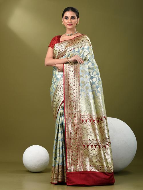 women self design banarasi saree with blouse - 21839732 - Very Small Image - 1