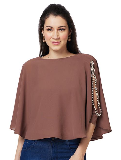 women embellished boat neck regular top - 21840257 - Very Small Image - 1