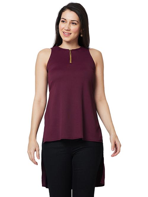 wome solid sleeveless high-low top - 21840263 - Very Small Image - 1