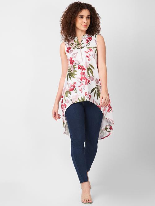 women floral print sleeveless high low top - 21840315 - Very Small Image - 1