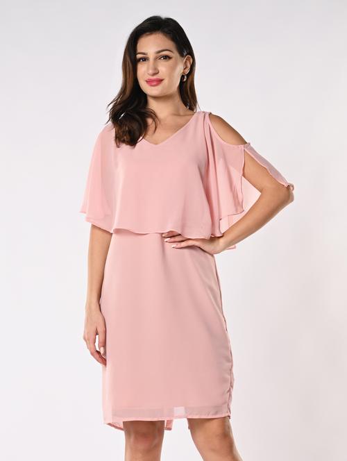 women solid cape sleeves shift dress - 21840322 - Very Small Image - 1
