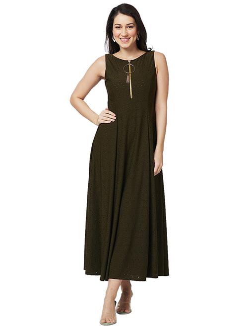 women self designed sleeveless fit & flare dress - 21840388 - Very Small Image - 1