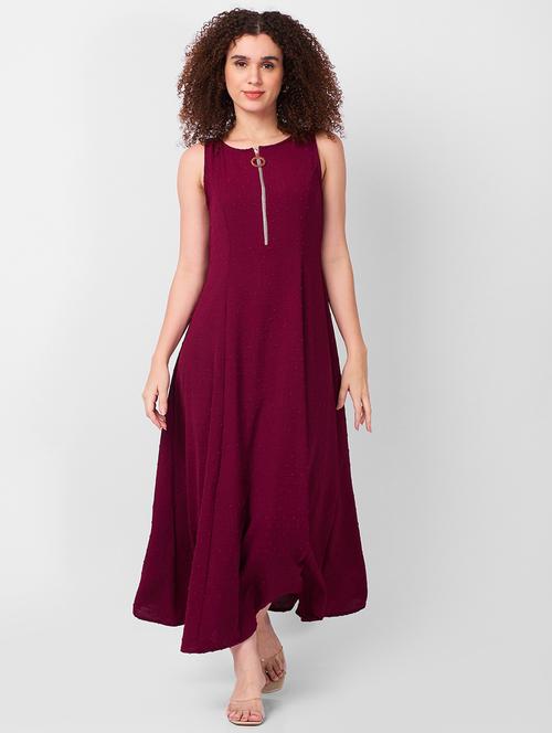 women swiss doted sleeveless fit & flare dress - 21840426 - Very Small Image - 1