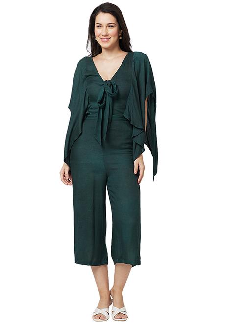 women solid batwing sleeevs calf length jumpsuit - 21840479 - Very Small Image - 1