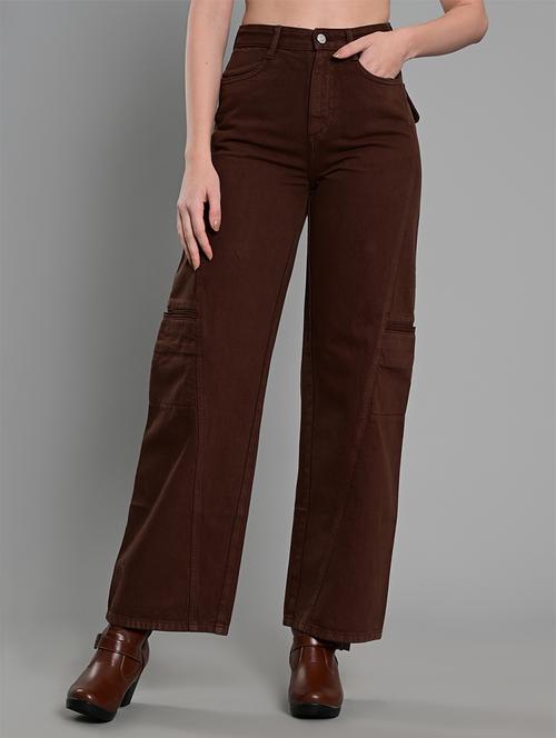 women solid high rise denim cargo - 21840650 - Very Small Image - 1