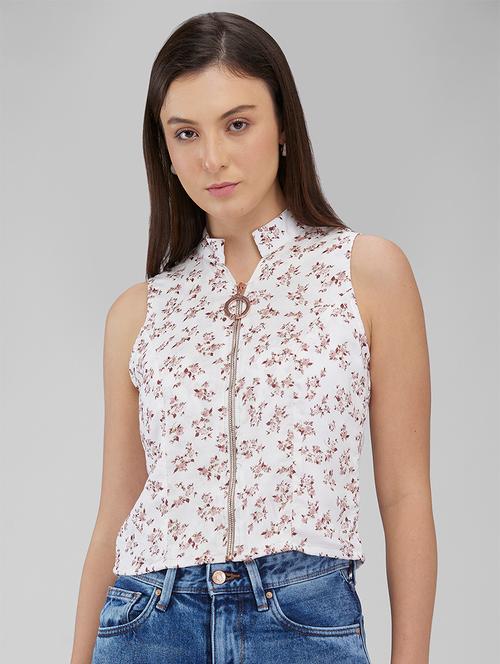 women floral print sleeveless regular top - 21840805 - Very Small Image - 1