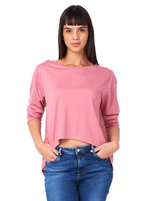 women solid long sleeves high low t-shirt - 21840823 - Very Small Image - 1