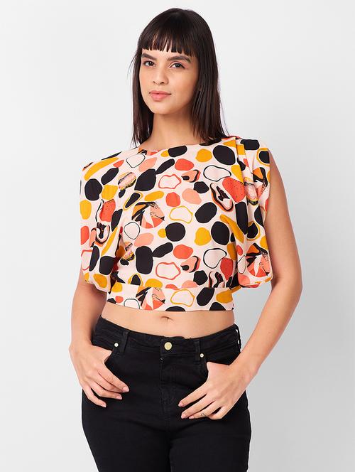 women printed sleeveless back tie up top - 21840935 - Very Small Image - 1