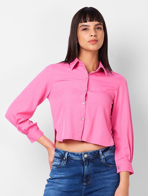 women solid collared high low shirt - 21840952 - Very Small Image - 1