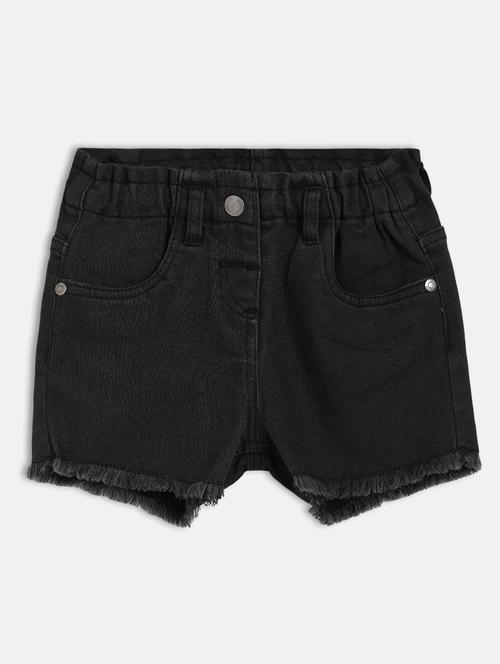kids solid mid rise denim shorts - 21841146 - Very Small Image - 1